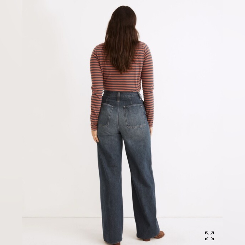 Madewell Dark Blue super wide leg Jeans high waisted size 29 - Picture 2 of 12